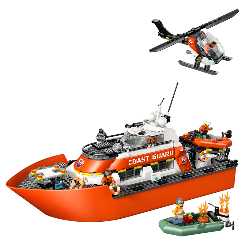 LEGO City 60504 Coast Guard Rescue Ship and Helicopter Kids Toy Birthday Gift New Year Decoration