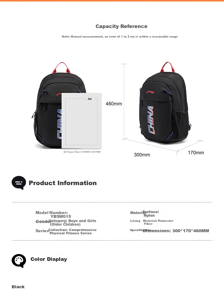 Li-Ning Youth Unisex Adjustable Strap Backpack YBSW015 Comprehensive Fitness Series 8