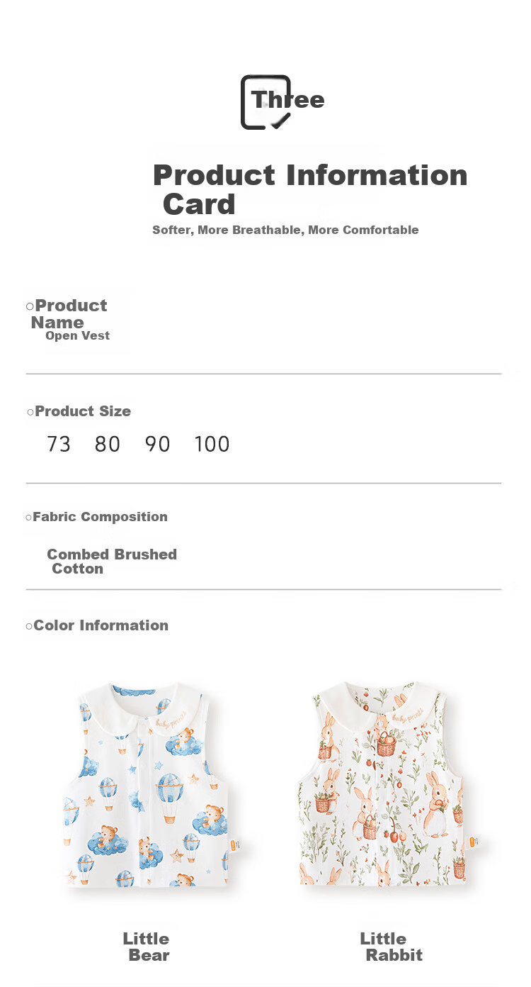 Babyprints Baby Cotton Baby Vest Unisex Toddler Belly Warmer Soft Cute Rabbit 73 4