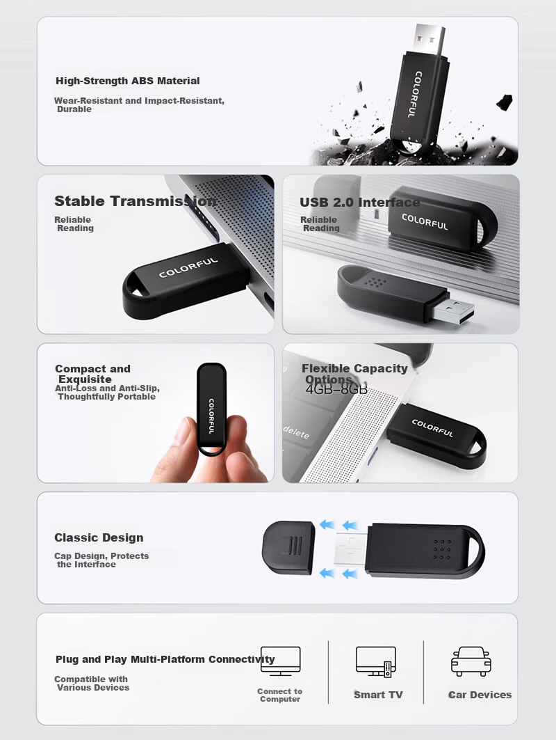 Colorful USB Flash Drive 64GB Plug and Play USB 2.0 Office Bare Drive Portable Car Computer USB 64GB TB201 2