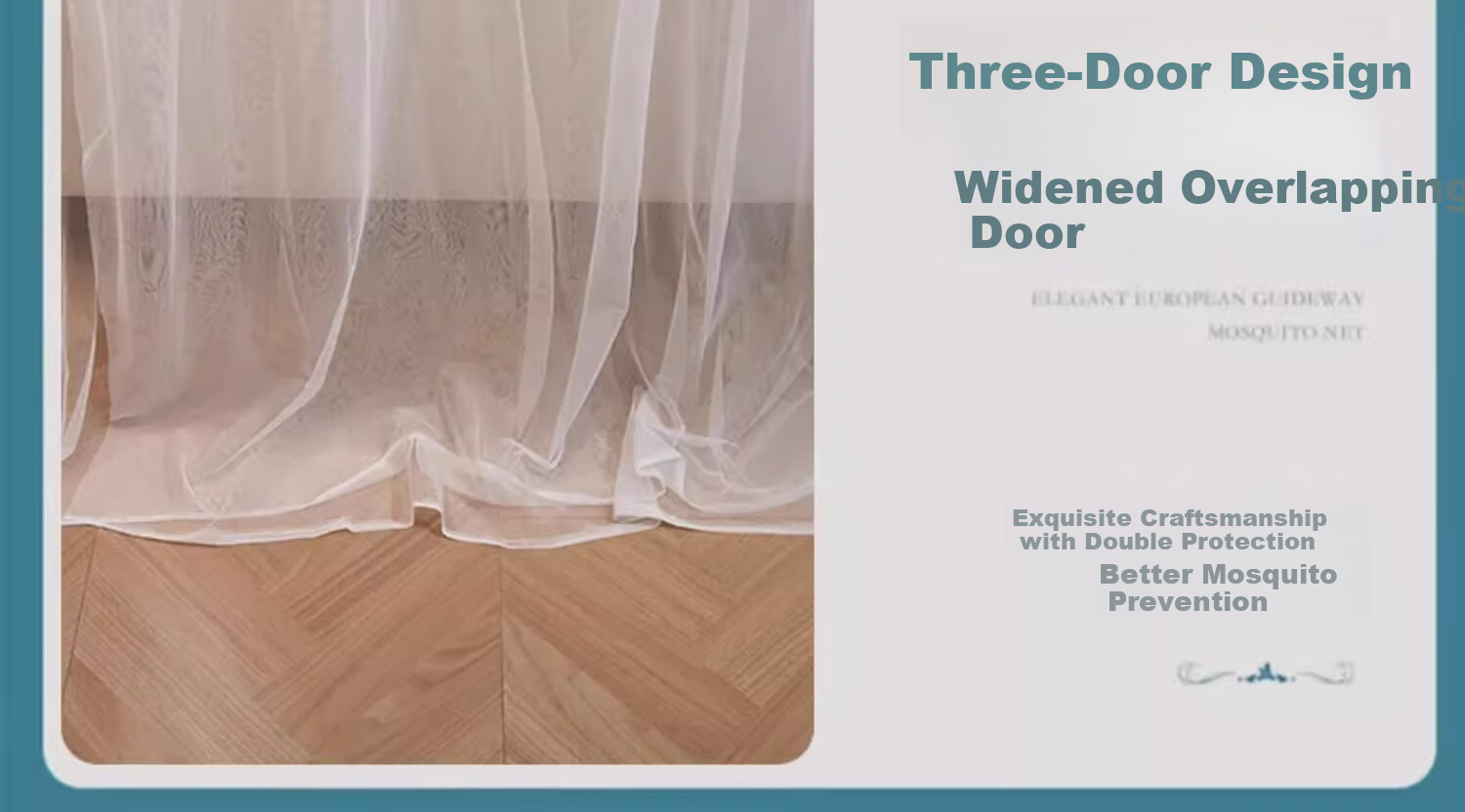 MUJI Home U-Shaped Large Space Rail Mosquito Net Three-Door 1.8x2m Bed Fuyao Jade [Encrypted Mesh] 8