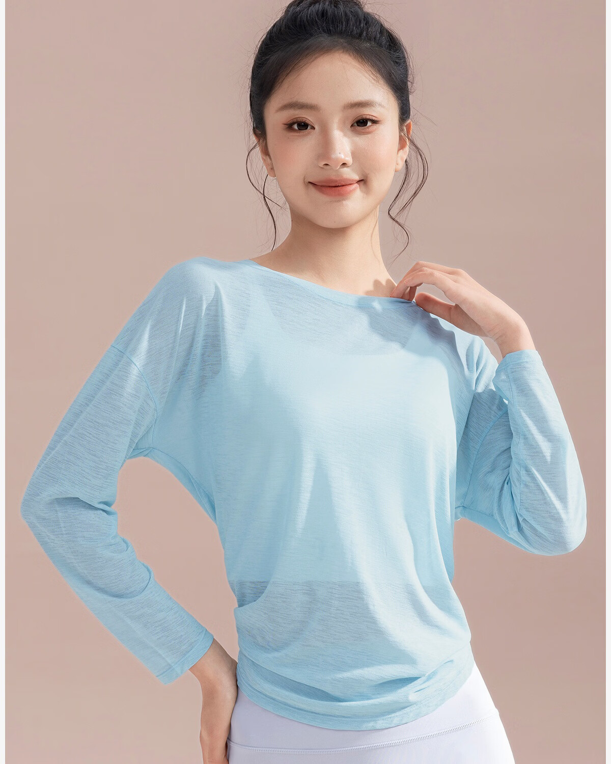361° Bamboo Slub Yarn Loose Lightweight Hollow Out Back Sports Top Women Outdoor Versatile Yoga Cover Breathable Fitness Long Sleeve 15