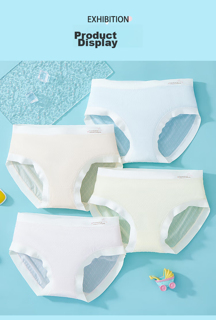 LangSha Girls' Underwear, 5A Antibacterial, for Older Children, Thin Summer Style, Cool Feeling, for Middle And High School Girls, Triangle Panties, Pack of Four 9