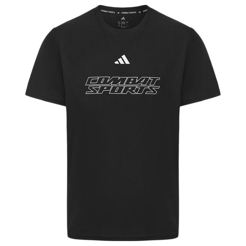 Adidas Quick-Dry Breathable Sports Short-Sleeve Lightweight Skin-Friendly Fitness Running Training T-Shirt, Black/white, 2XL