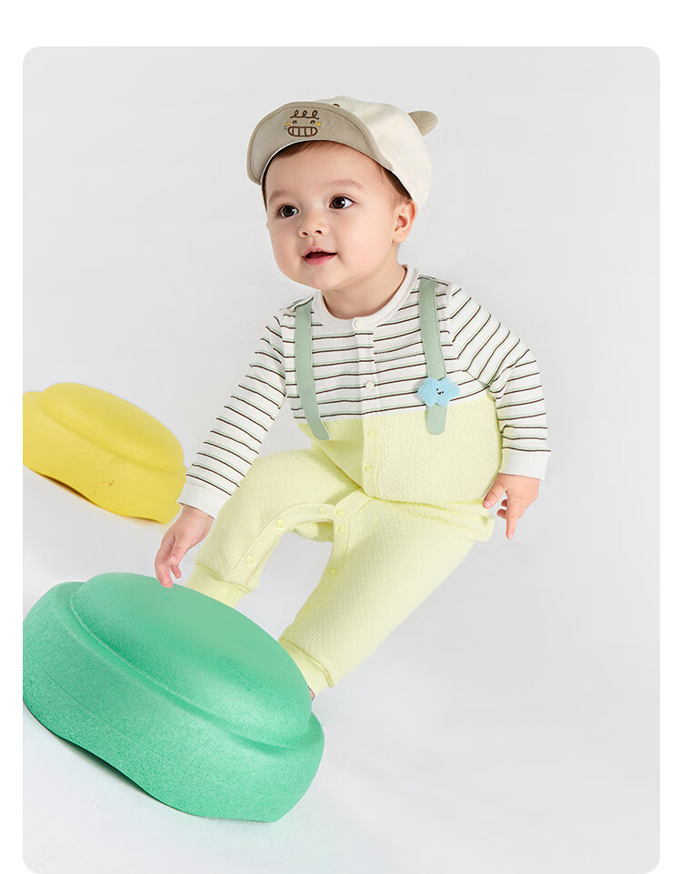 Balabala [balaOne] Kids Baby Jumpsuit 2025 Spring Fashion Faux Two-Piece Stylish 5
