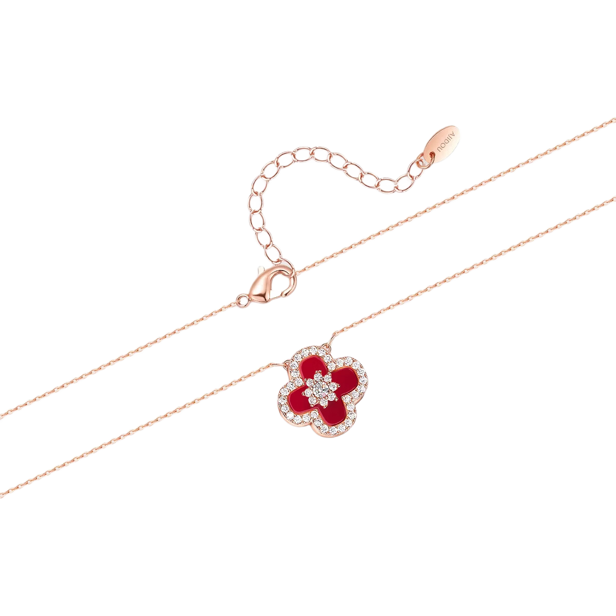 Aji Bean Women's Necklace Fashion Four-Leaf Clover Pendant Clavicle Chain Niche Light Luxury High-End Acrylic