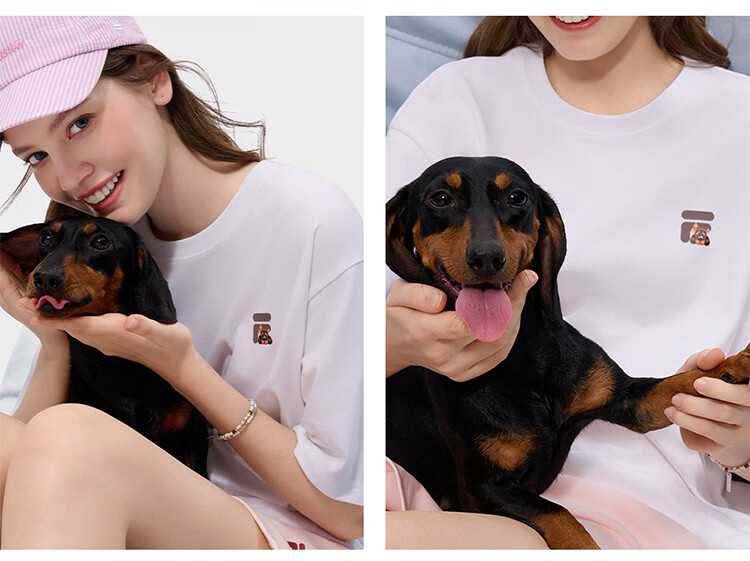 FILA FUSION Trendy Couple Short Sleeve T-Shirt 26 Summer Cute Pet Cool Loose Half Sleeve Top 22