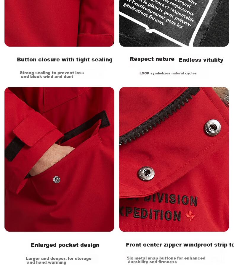 LOOPDIVISION Men's Outdoor Windproof Water-Repellent Extreme Cold Warm Mid-Length Parker Coat ROGER 9
