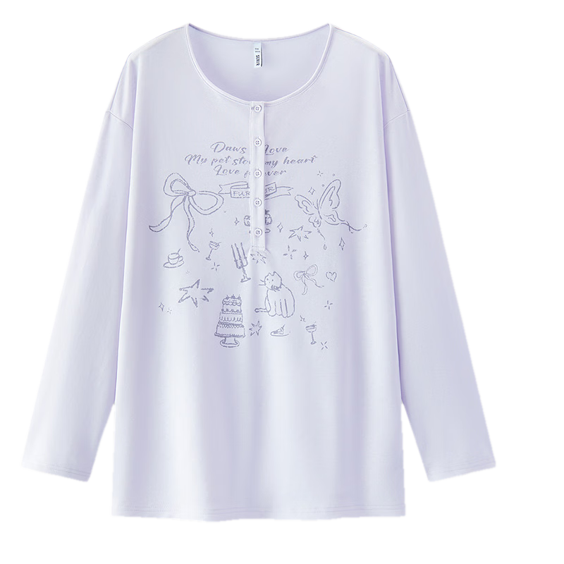 Semir Women's Long Sleeve T-Shirt Summer Mid-Length Oversize Printed Sweet Girl Style Pullover 109326101003 2026