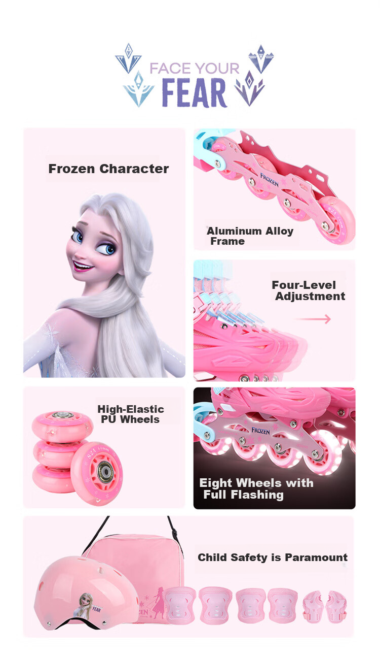 Disney Elsa Princess Roller Skates Kids Beginner Professional Inline Skates Single Row Gift 2
