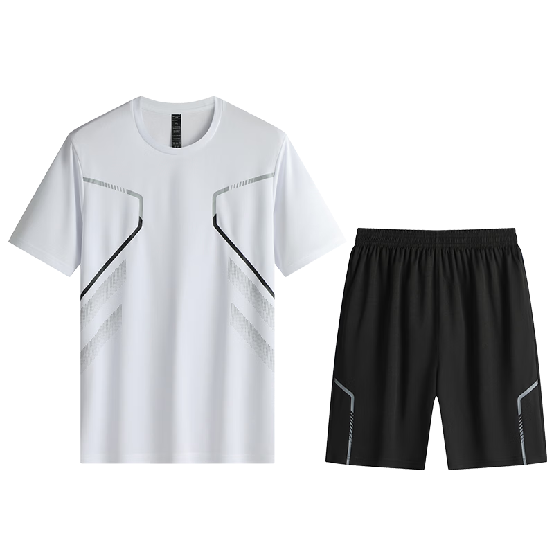 BURUITE Men's Summer Sports Set Short Sleeve Shorts Ice Silk Quick-Dry T-Shirt Athletics Training Fitness Running Basketball Badminton Apparel