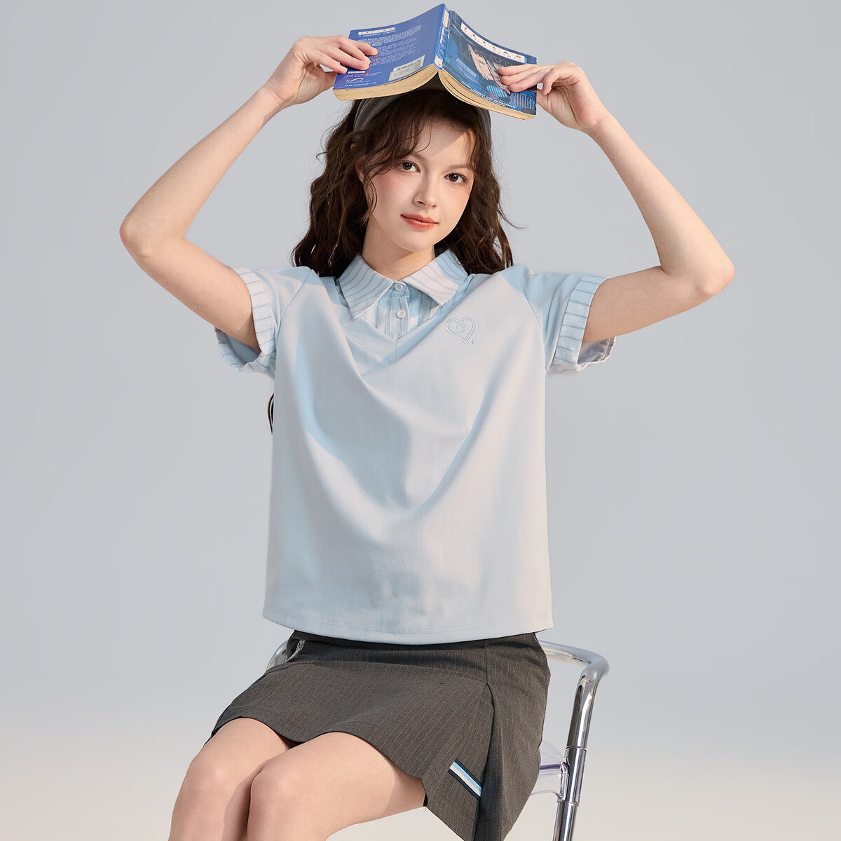TonLion 2026 Spring Summer Women's Short Sleeve Polo Shirt New Fake Two-Piece Casual Stylish Lapel Early Spring