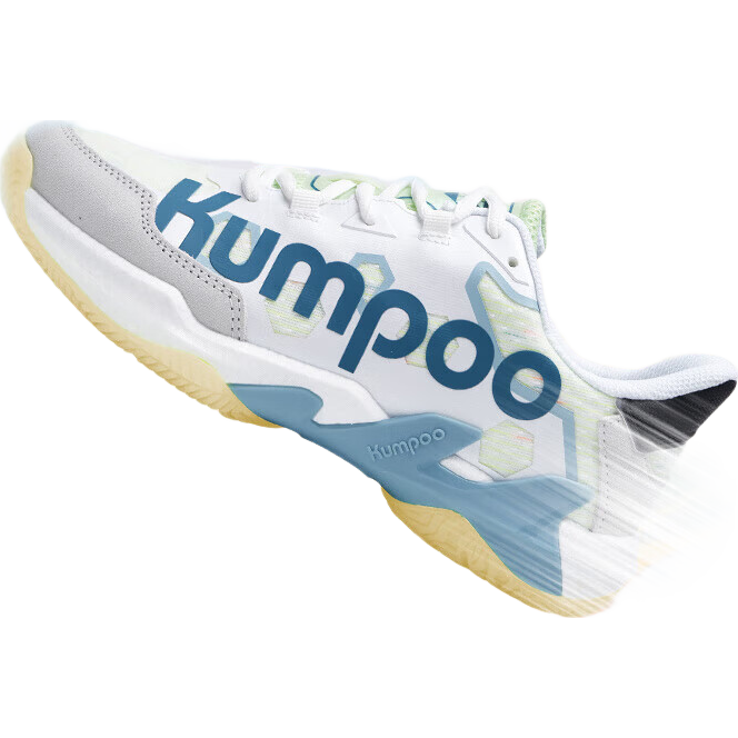KUMPOO Badminton Shoes, Non-Slip, Wear-Resistant, Anti-Twist, Shock-Absorbing, Lightweight, Breathable, Professional Sports Shoes KH-G76 White-Gray Size 44