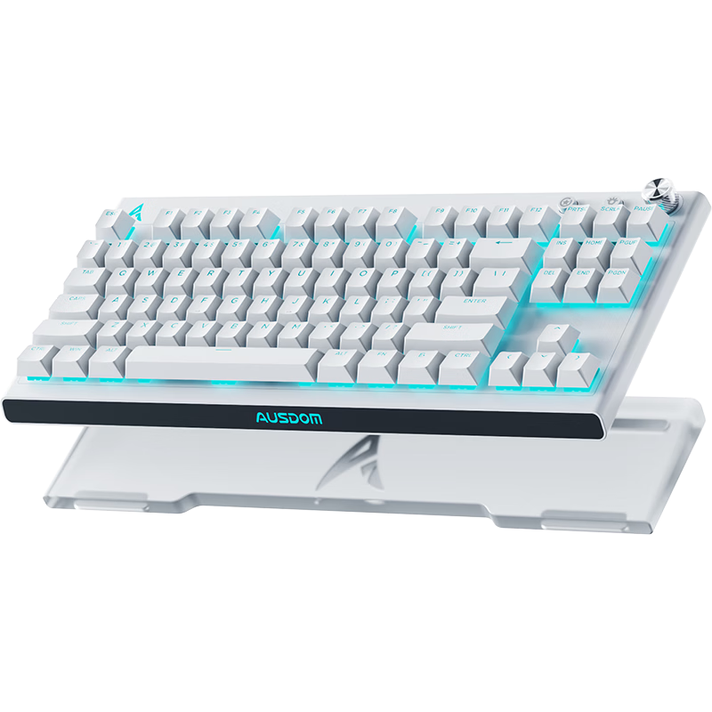AUSDOM A87pro Wireless Mechanical Keyboard Dual 8K Low Latency Metal Knob Gaming Tri-Mode Semi-Aluminum Floating Structure RGB Lighting 87 Keys TTC Brother V2 Switches - Gray