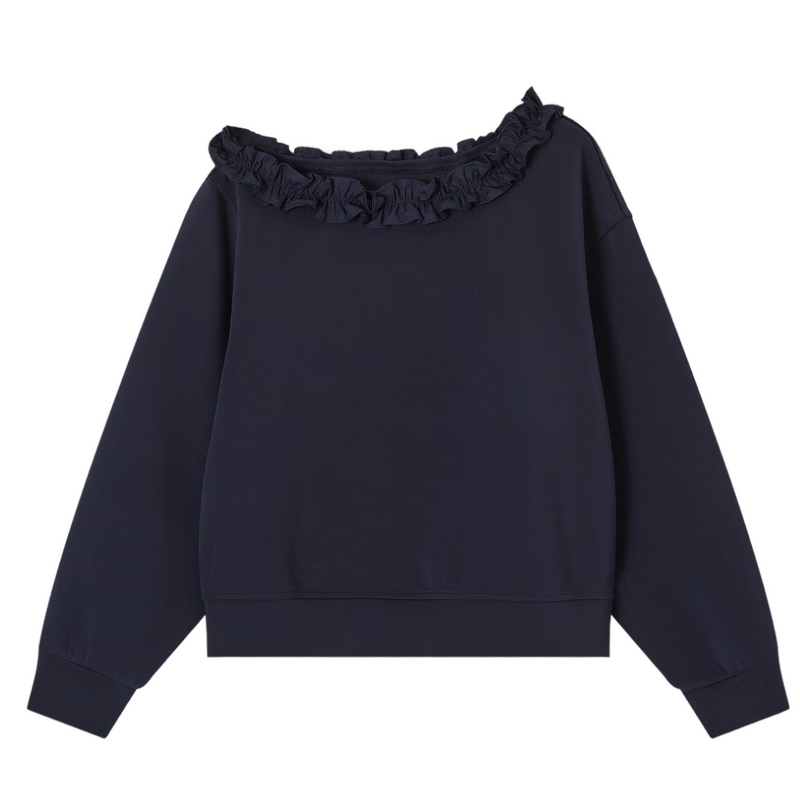 MT 【Comfort Cloud Cotton】Spring Elegant Off-Shoulder Lace Trim Loose Casual Women's Sweatshirt