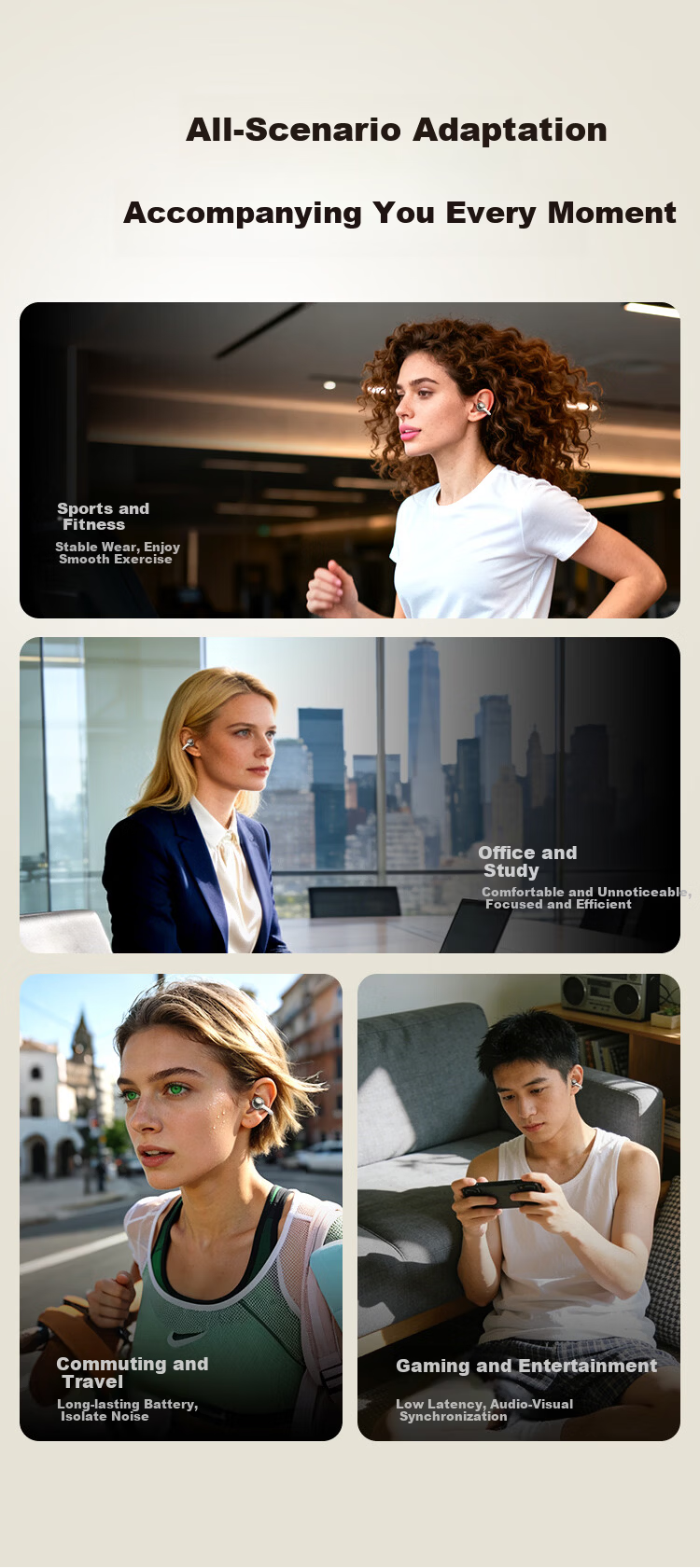 ENKOR EW21 Clip-On Bluetooth Earphones Open-Ear Wireless Sports Running Cycling Ear-Hook Compatible with Apple Huawei Xiaomi Phones 11