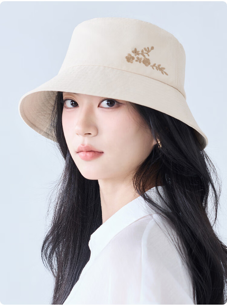 JIUMU 100% Cotton Women's Sun Protection Hat UV Protection Bucket Hat Outdoor Face Covering Sun Hat 13