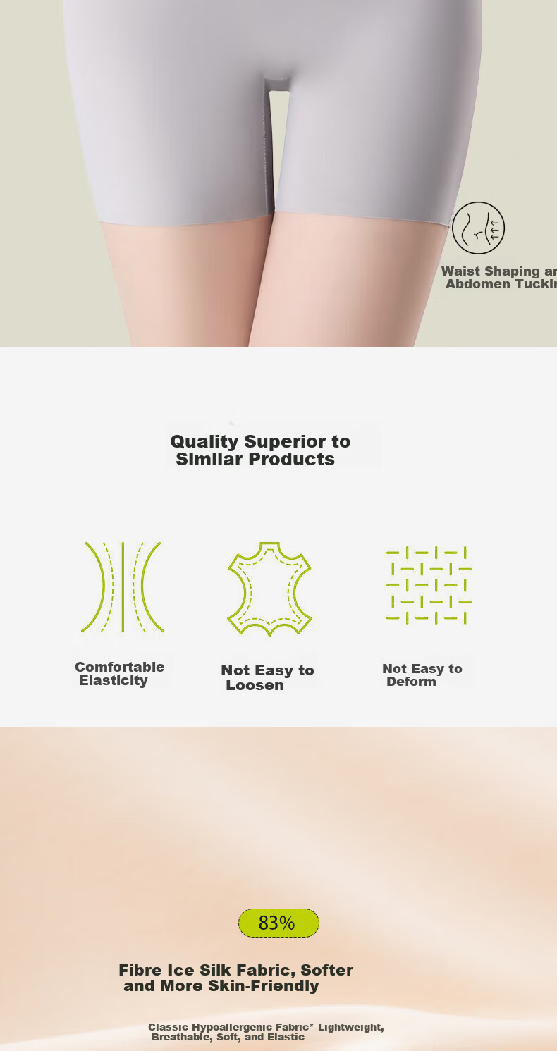 GRACEWELL High-Waist Breathable Shaping Slimming Safety Shorts for Tummy Control Summer Thin Seamless Stretch Body Shaper QS 6