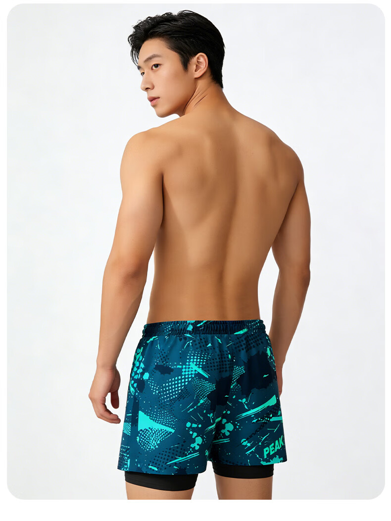 Peak Men's Swim Trunks, Swim Goggles HD Anti-Fog, Prescription Swim Cap, Earplugs, Travel Hot Spring Swimsuit Set, Swimming Gear 3XL 14