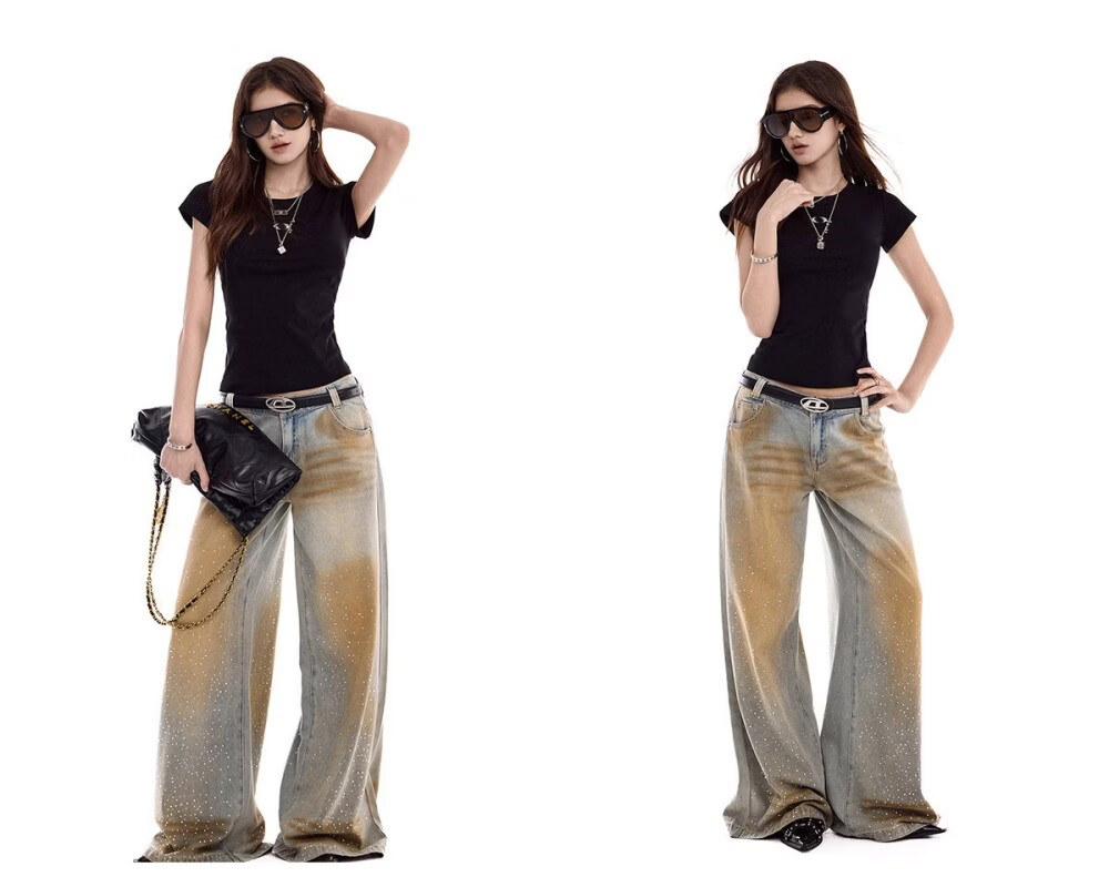 ICH MODE Women's American Slim Fit Short Sleeve T-Shirt Summer New Trendy Crop Top Black S 17