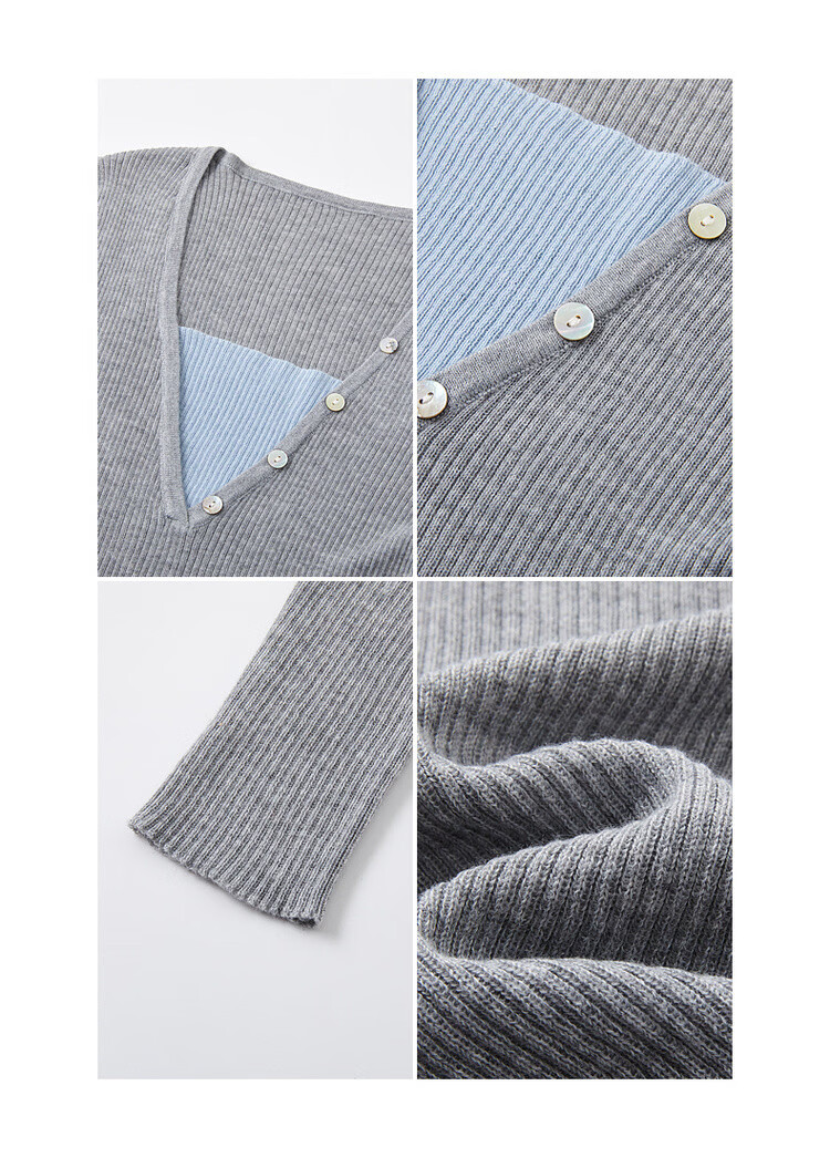 MT Spring Layered Look Color-Block Wool Blend Slim Fit Petite Knit Sweater for Women 12