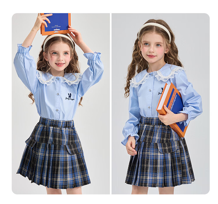 Disney Judy Bunny Police Officer Girls' Spring Autumn 2026 New Stylish Long Sleeve Shirt and Pleated Skirt Two-Piece Set 3