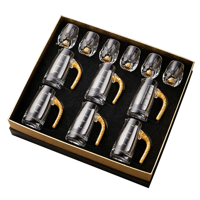 Vankachi Luxury High-End Crystal Glass Baijiu Set 6 Decanters 6 Cups Business Gift Birthday Housewarming Present