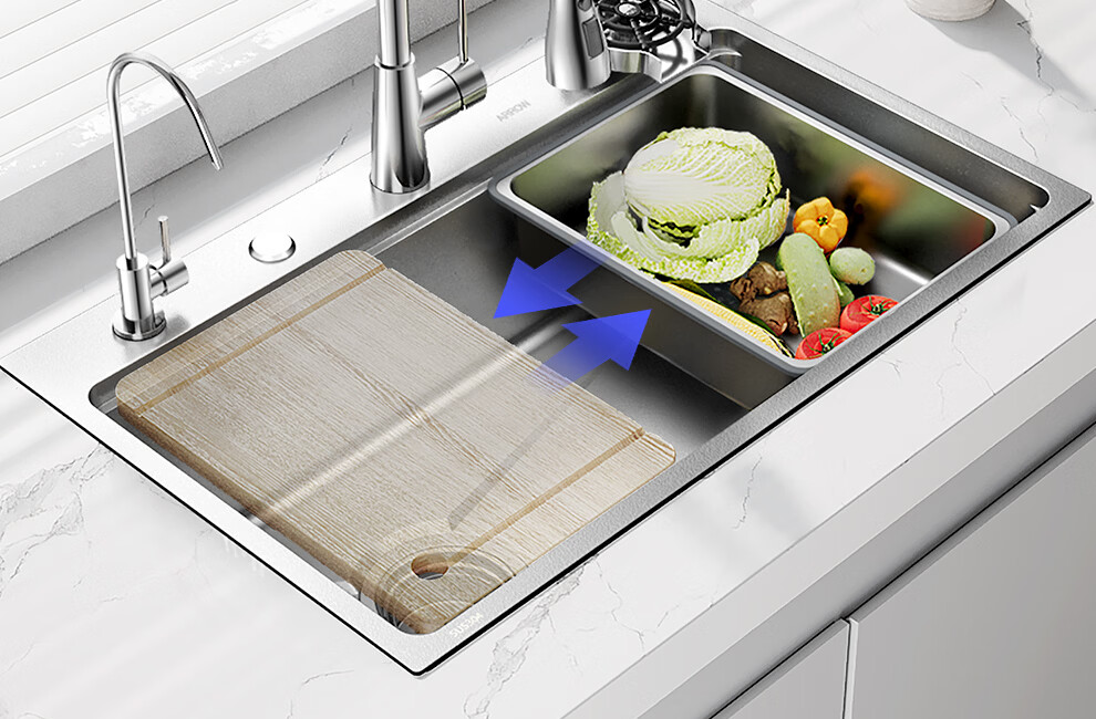 Arrow 3MM Deepened Thickened Scratch-Resistant Kitchen Sink Large Single Bowl 304 Stainless Steel Coating-Free Handmade Dishwashing Basin 11