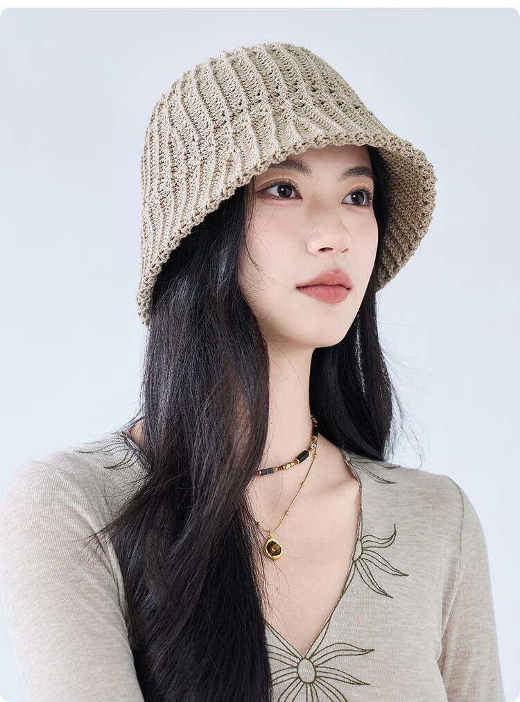 JIUMU Women's Sun Protection Hat Summer Outdoor Face Covering Cotton Bucket Hat Beach Vacation Cap 12