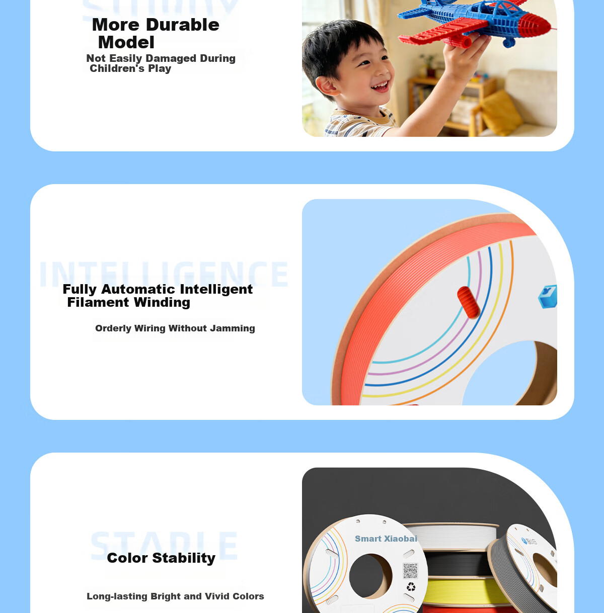 Zhixiaobai 3D Printing PLA Filament Blue 250g/Roll High Versatility Rich Colors Cost-Effective Beginner Friendly Easy to Print Safe and Eco-Friendly 21