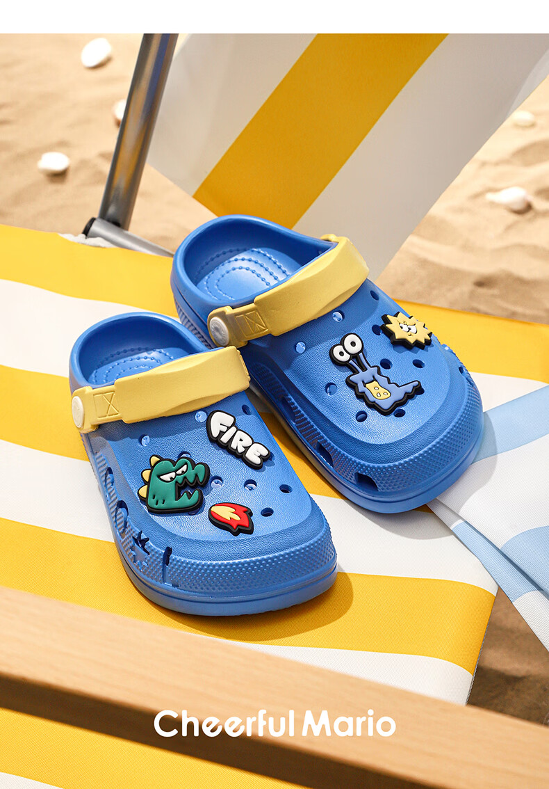 Cheerful Mario 2026 New Summer Kids Breathable Soft Sole Clog Boys Home Soft Sole Bathing Beach Sandals 21
