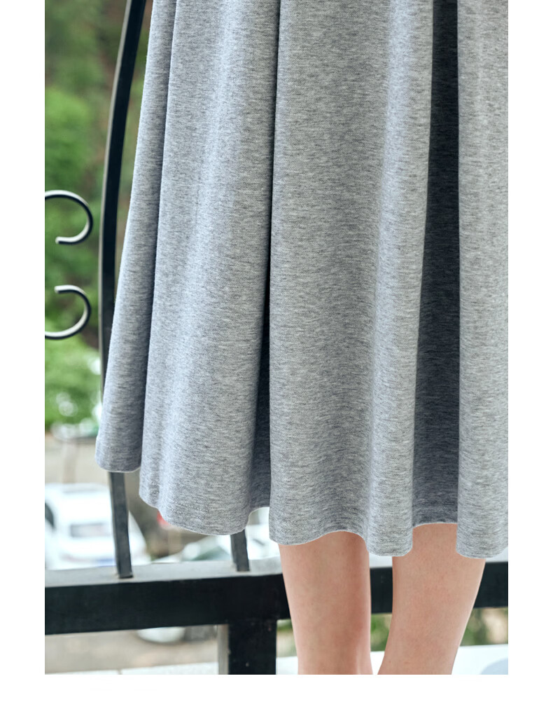 Olrain Eurie Knit Dress Women's Summer Commuter College Style Casual Waist Slimming Long Dress Light Gray S 21