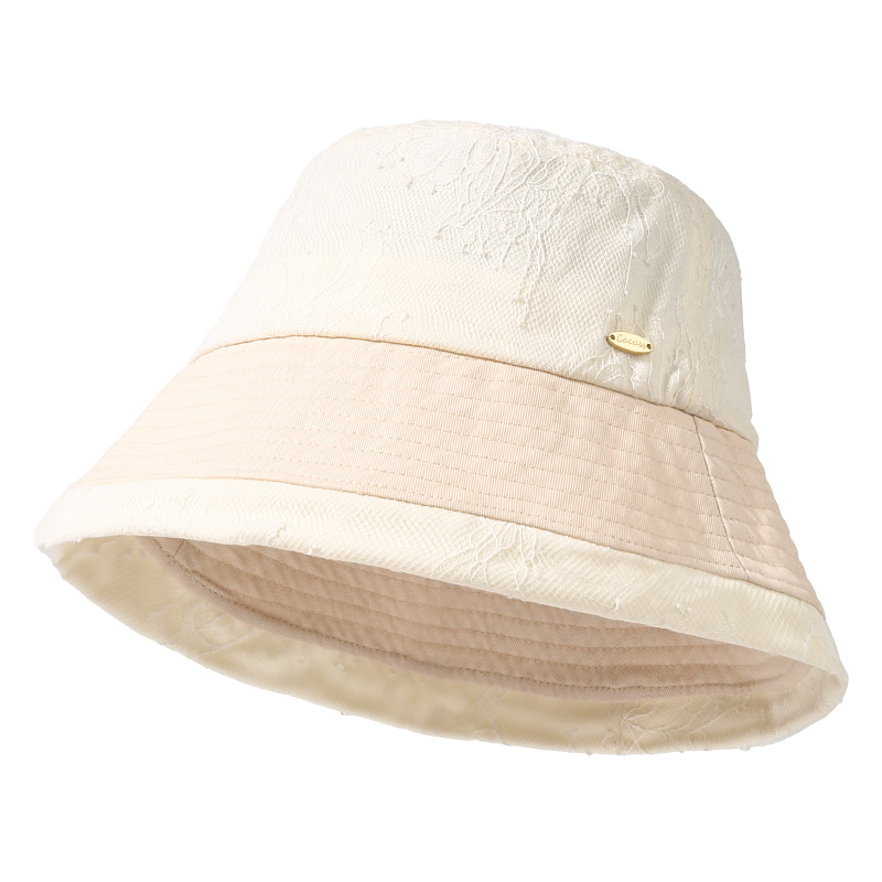 CACUSS Sun Hat for Women, Summer Sweet Face-Slimming Straw Hat, Casual Fisherman Hat, Beige