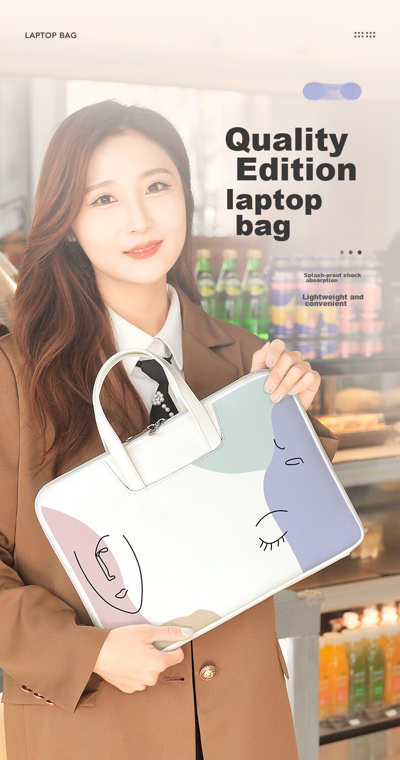Milooky Laptop Bag Handheld for Women, Suitable for 13/14-Inch Laptops, Compatible with Huawei, Apple, Lenovo, Inner Sleeve Protective Case 2