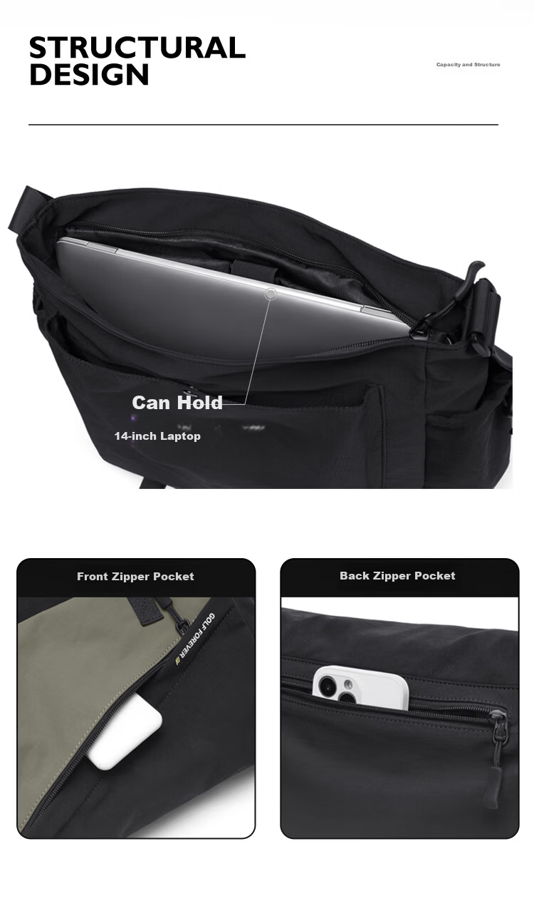 GOLF Lightweight Waterproof Crossbody Shoulder Bag for Men and Women, Outdoor Cycling Sports Bag, Phone and iPad Holder, Student Bag 5