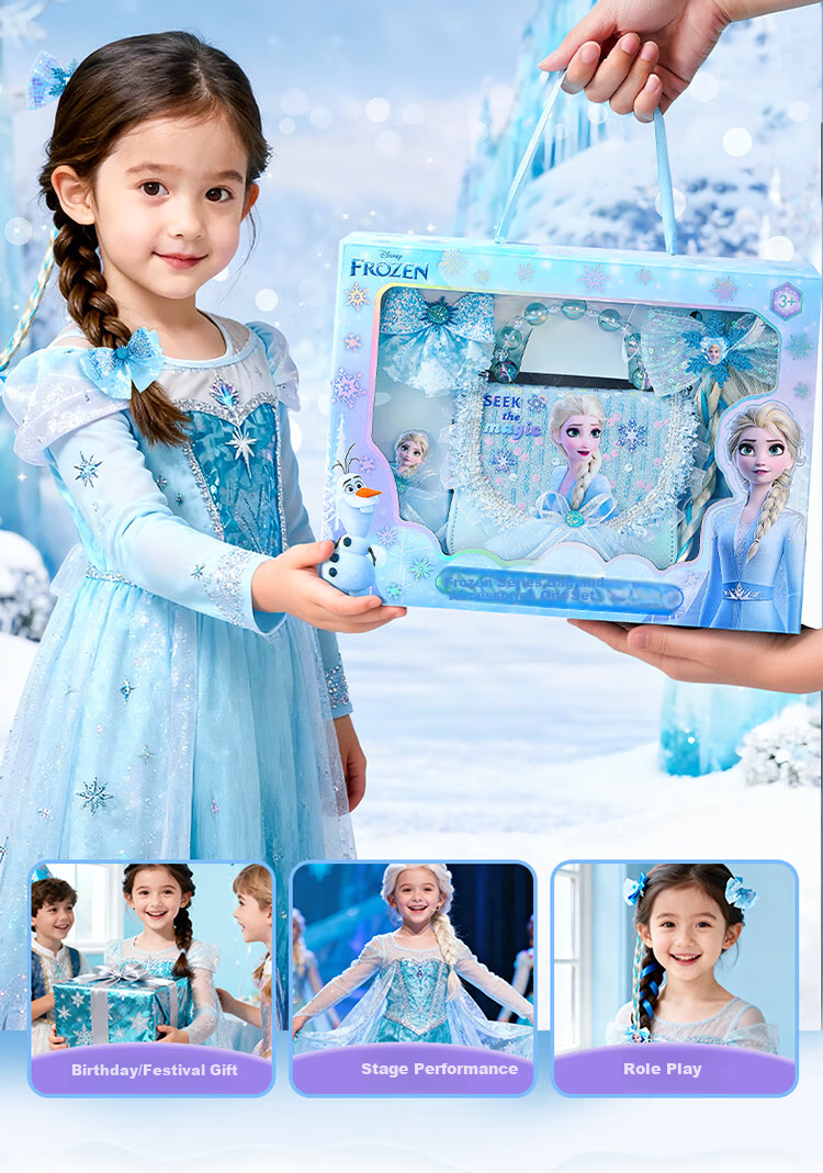 Disney Elsa Princess Bag 3-5 Years Old Girls Handbag Elsa Shoulder Bag Birthday Gift for Little Girls with Gift Box 8