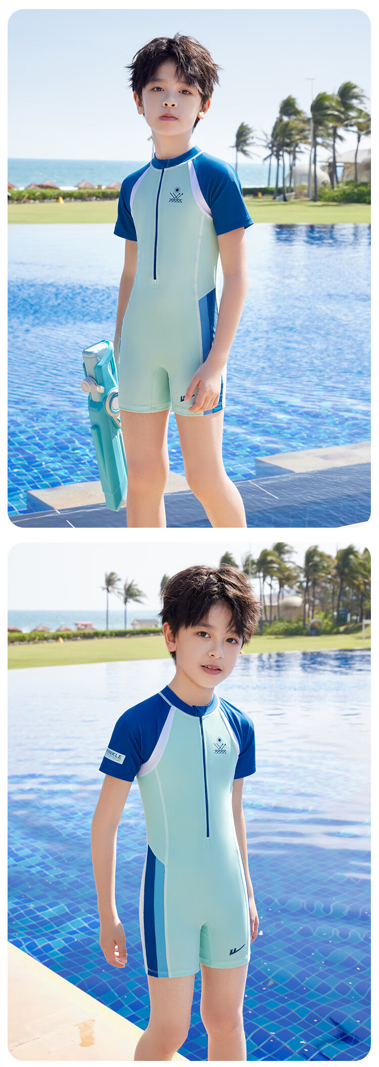 Warrior New Kids Boys Professional Training One-Piece Swimsuit Large Children 36242H2K Blue Size 145 11