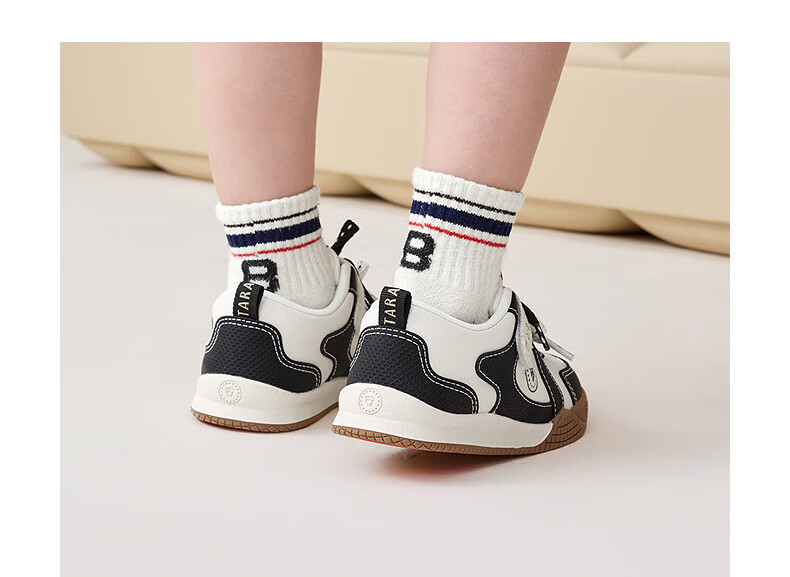 TARANIS Toddler Shoes for Boys, Autumn Children's Non-Slip Soft Sole Shoes, Girls' Functional Shoes, Loafers, White/red, Size 25 6