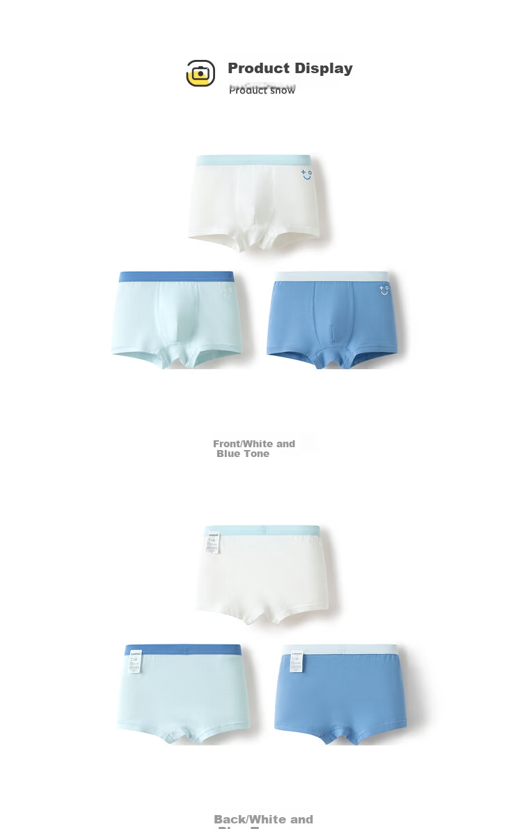 Balabala Kids Baby Cotton Boxer Shorts Children's Underwear 2026 New Boys Skin-Friendly 3-Pack Soft Comfortable 2