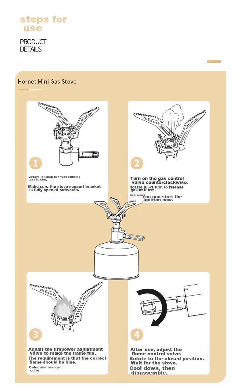 FIRE-MAPLE Yellowjacket 300T Mini Stove Head Integrated Titanium Gas Stove, Outdoor BC Hiking Mountaineering Lightweight Portable Camping Equipment 7