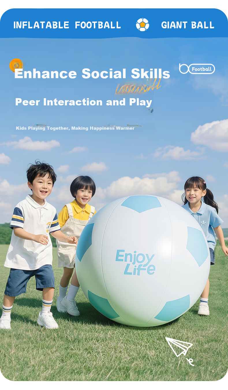 Adandyish 80cm Blue Inflatable Beach Soccer Ball Outdoor Toy Giant Lawn Ball Birthday Gift for Kids 4
