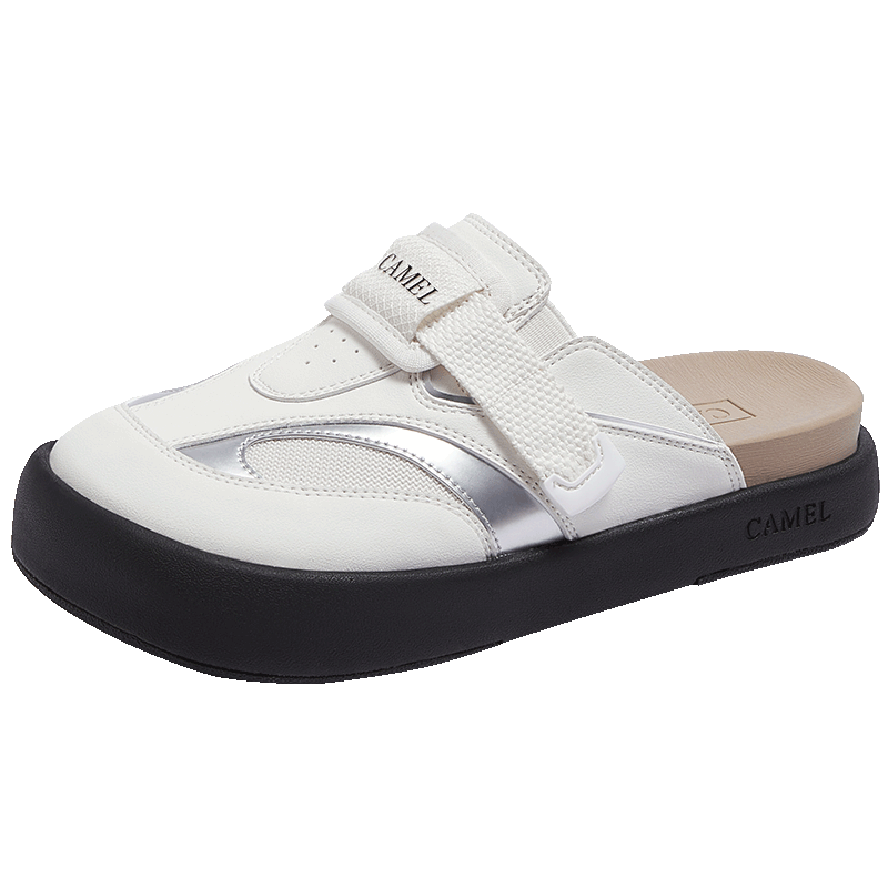 CAMEL Yunbei Women's Lightweight Soft Sports Style Birkenstock Half-Slip Casual Shoes L26S076030 White Size 37