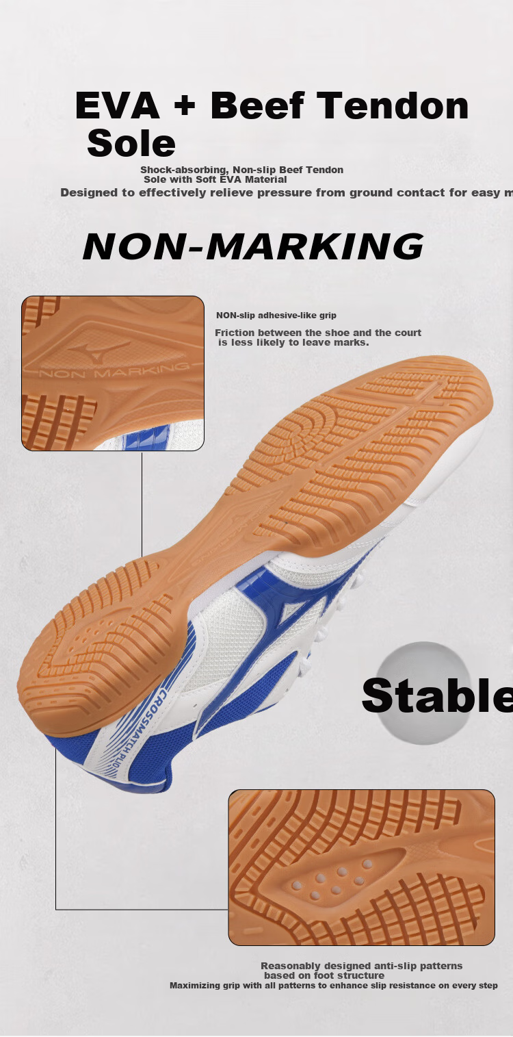 MIZUNO Table Tennis Shoes Men Women Professional Breathable Durable Non-Slip Sports Training Shoes 183021 White Blue Red Size 42 8