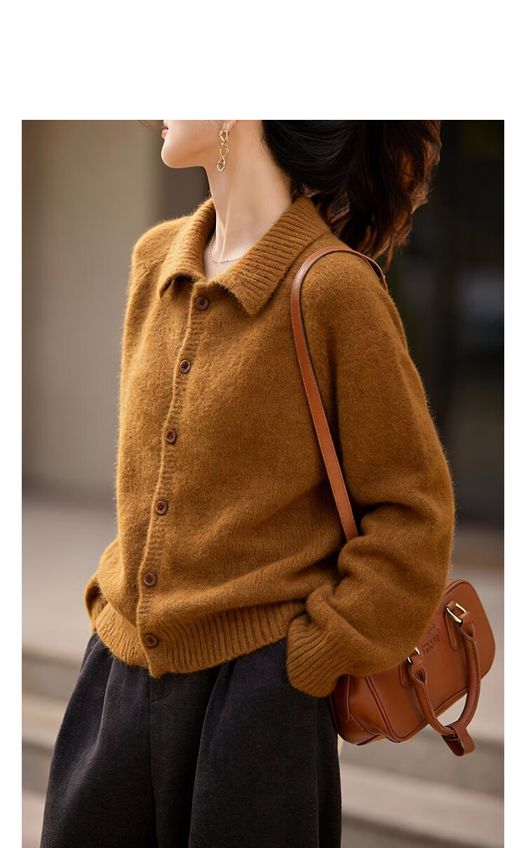 Demana [With Wool] Winter Vintage Hong Kong Style Turn-Down Collar Soft Stretch Knit Loose Slim Sweater for Women Premium Feel 10