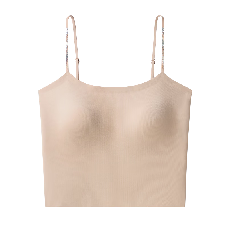 Suki Ryohin Flash Diamond Small Camisole with Chest Pad, Sleeveless Base Vest Bra for Women, Shoulder-Free Outerwear Summer Bra