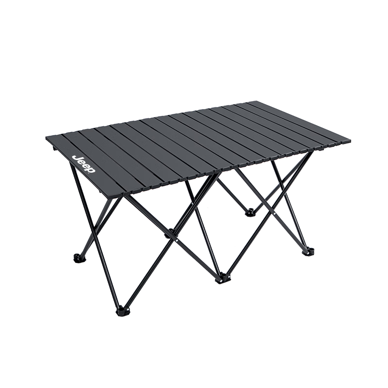 JEEP Outdoor Folding Table Camping Gear Portable Egg Roll Table Lightweight X-Leg Folding Table [Graphite Black]