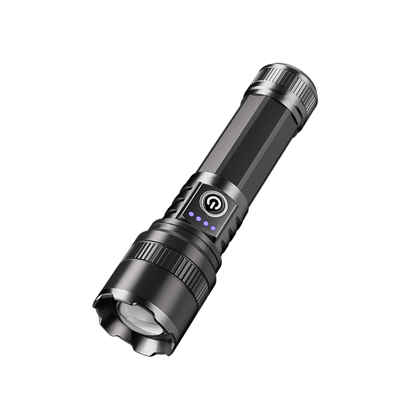 Deli Zoomable Flashlight High Brightness Long Battery Life Waterproof Portable Outdoor Survival Military Use Spotlight