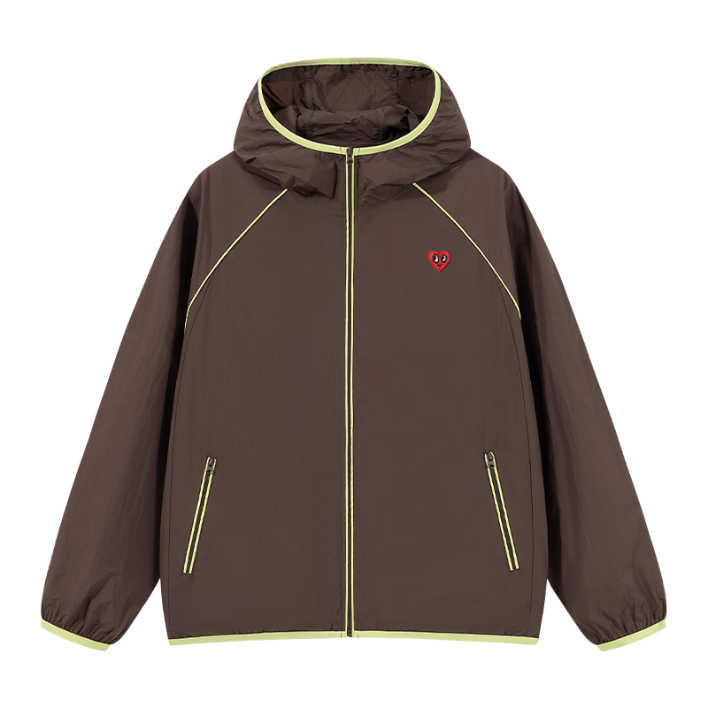 Charles Heart Lightweight Breathable Unisex Summer Outdoor Sun Protection Jacket Ice Feeling Couple UPF50+ Sunproof Coat Brown XL