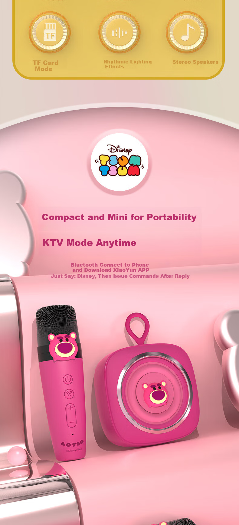 Disney Kids Microphone Toy for Girls New Year Birthday Gift Ages 7-14 Wireless Bluetooth Karaoke Speaker Microphone Combo 1