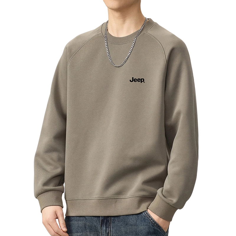 JEEP Men's Casual Loose Fit Long Sleeve Sweatshirt Autumn Spring Dark Gray Green XL